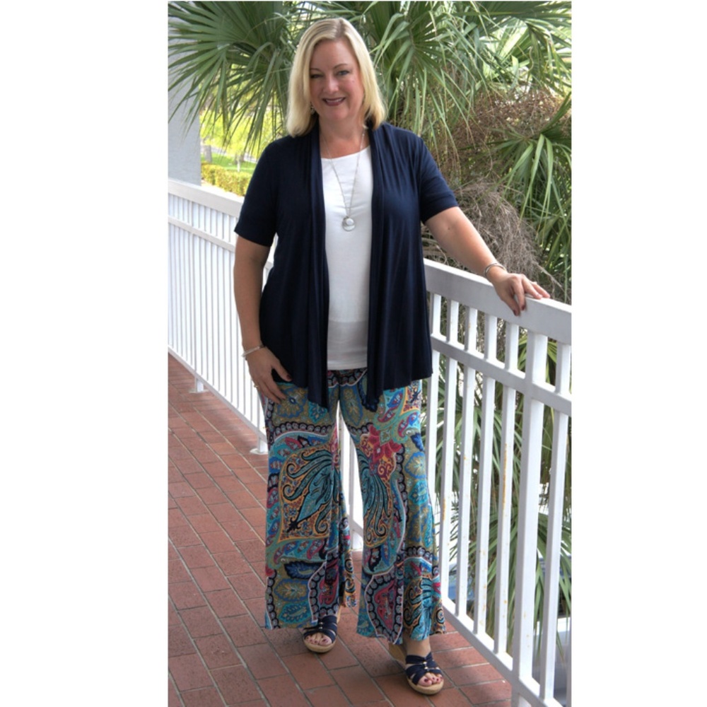 Plus Size Navy  Short Sleeve Cardigan